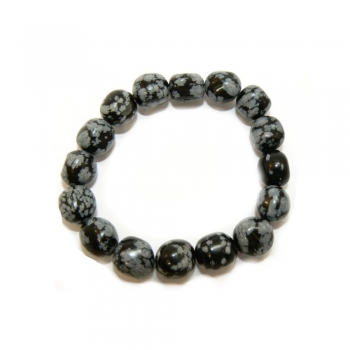 Obsidian Bracelet - Snowflake Obsidian Baroque Beads